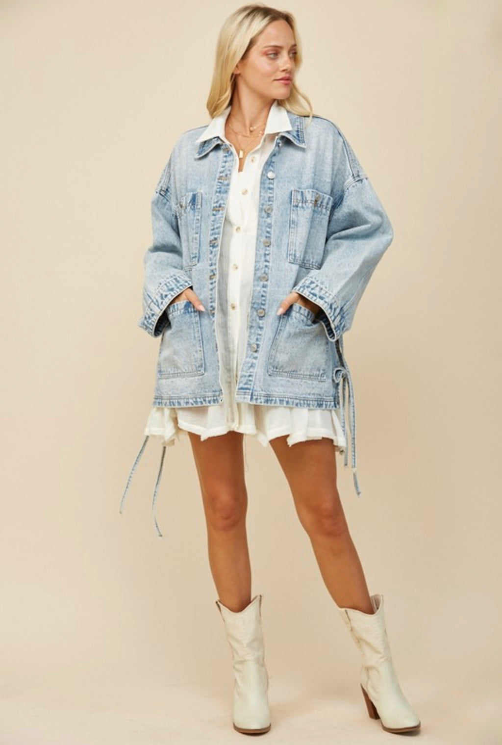 Women's Light Blue Denim Oversized Jacket