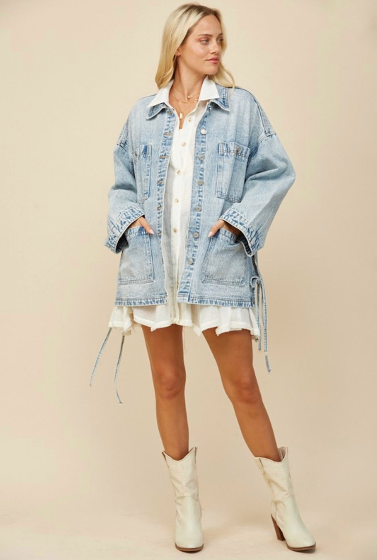 Women's Light Blue Denim Oversized Jacket