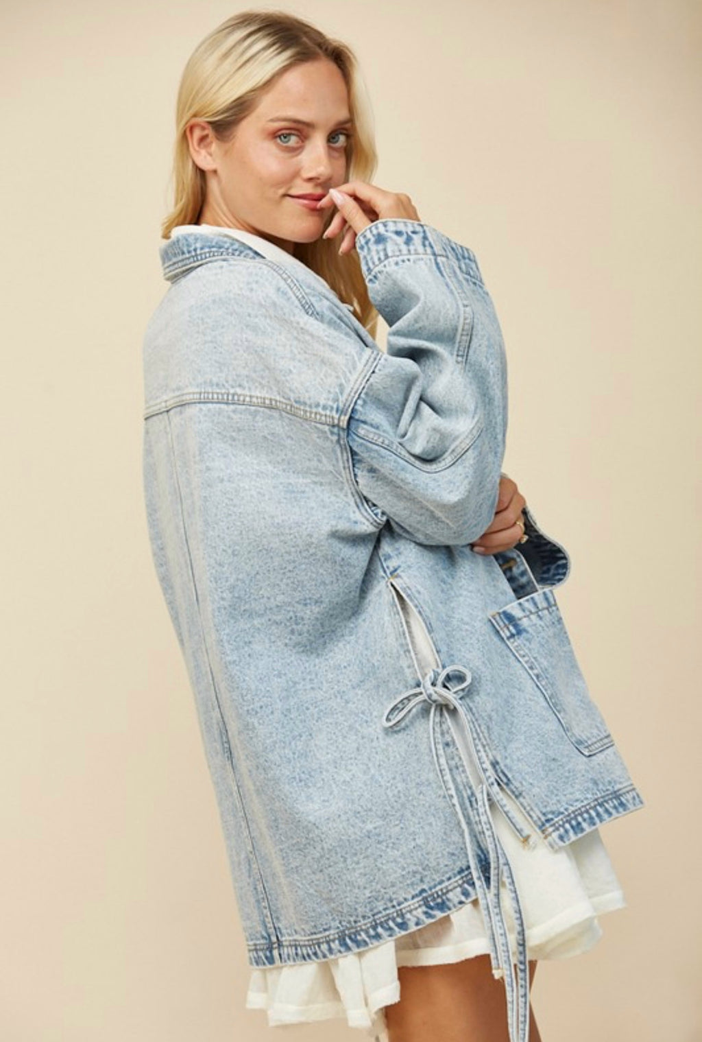 Women's Light Blue Denim Oversized Jacket