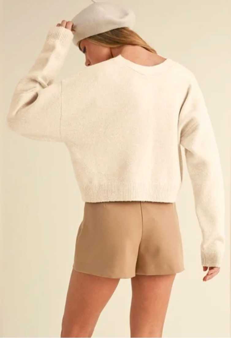 Gray Mable Back Bow Knit Top (Reversible)
